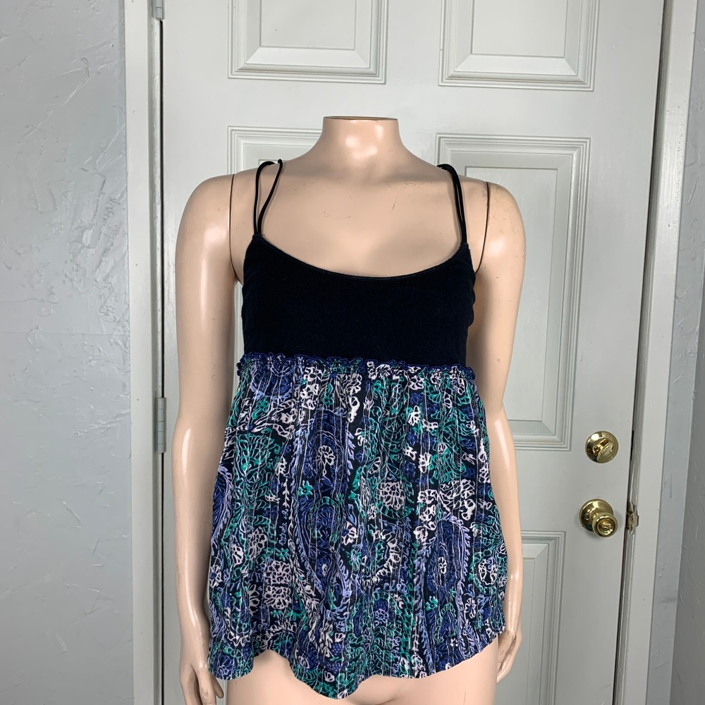 Vintage Y2K Free People Shirt M Cotton Tank Top Floral Knit Boho Crochet Q3-20